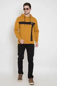 Oakmans Stylish Cotton Blend Mustard Long Sleeves Regular Fit Hoodie Sweatshirt For Men-thumb3