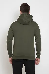 Oakmans Stylish Cotton Blend Olive Long Sleeves Regular Fit Hoodie Sweatshirt For Men-thumb1