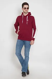 Oakmans Stylish Cotton Blend Maroon Long Sleeves Regular Fit Hoodie Sweatshirt For Men-thumb3