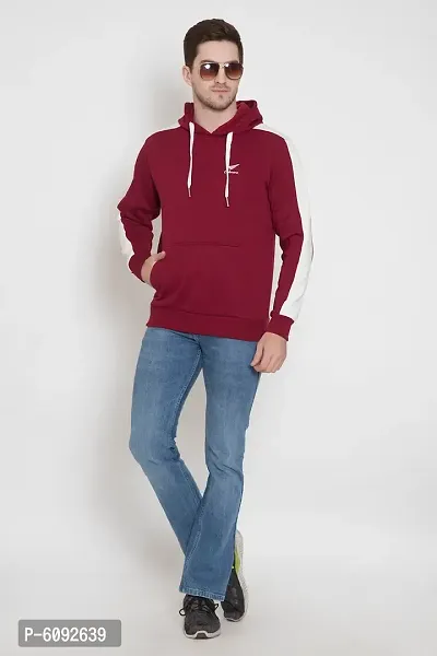Oakmans Stylish Cotton Blend Maroon Long Sleeves Regular Fit Hoodie Sweatshirt For Men-thumb4