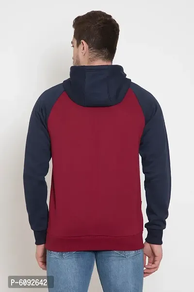 Oakmans Stylish Cotton Blend Maroon Long Sleeves Regular Fit Hoodie Sweatshirt For Men-thumb2