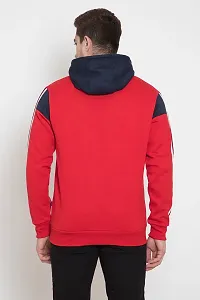 Oakmans Stylish Cotton Blend Red Long Sleeves Regular Fit Hoodie Sweatshirt For Men-thumb1