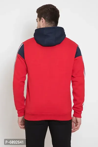 Oakmans Stylish Cotton Blend Red Long Sleeves Regular Fit Hoodie Sweatshirt For Men-thumb2