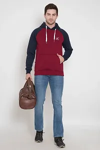 Oakmans Stylish Cotton Blend Maroon Long Sleeves Regular Fit Hoodie Sweatshirt For Men-thumb3