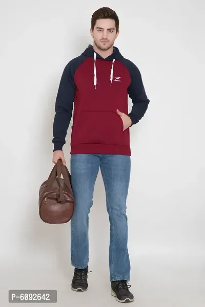 Oakmans Stylish Cotton Blend Maroon Long Sleeves Regular Fit Hoodie Sweatshirt For Men-thumb4