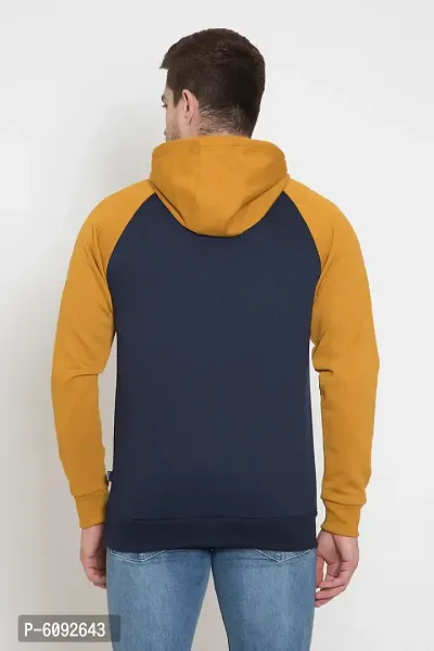 Oakmans Stylish Cotton Blend Mustard Long Sleeves Regular Fit Hoodie Sweatshirt For Men-thumb2