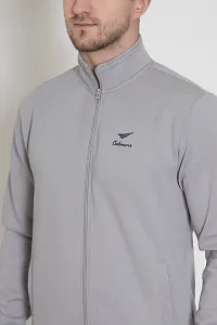 Oakmans Stylish Cotton Blend Grey Long Sleeves Regular Fit Crew Neck Sweatshirt For Men-thumb4