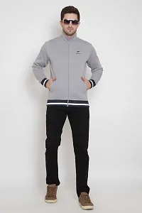 Oakmans Stylish Cotton Blend Grey Long Sleeves Regular Fit Crew Neck Sweatshirt For Men-thumb3