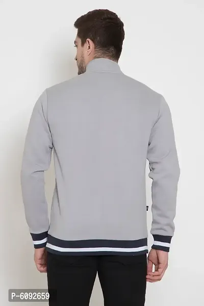 Oakmans Stylish Cotton Blend Grey Long Sleeves Regular Fit Crew Neck Sweatshirt For Men-thumb2
