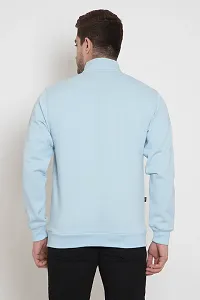 Oakmans Stylish Cotton Blend Sky Blue Long Sleeves Regular Fit Crew Neck Sweatshirt For Men-thumb1