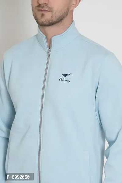 Oakmans Stylish Cotton Blend Sky Blue Long Sleeves Regular Fit Crew Neck Sweatshirt For Men-thumb5