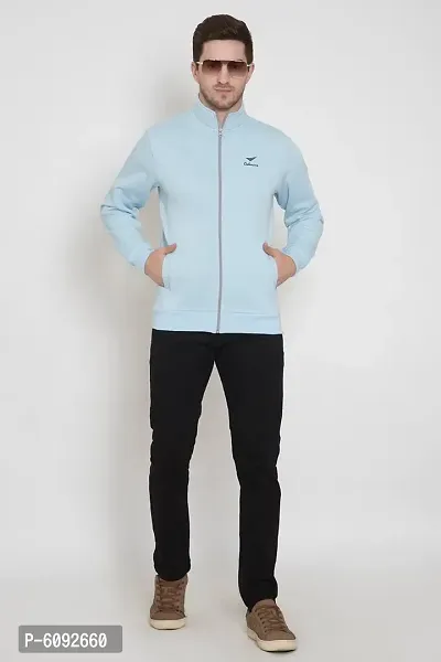 Oakmans Stylish Cotton Blend Sky Blue Long Sleeves Regular Fit Crew Neck Sweatshirt For Men-thumb4