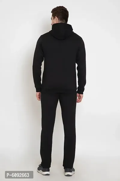 Oakmans Stylish Cotton Blend Black Regular Fit Zipper Tracksuit For Men-thumb2