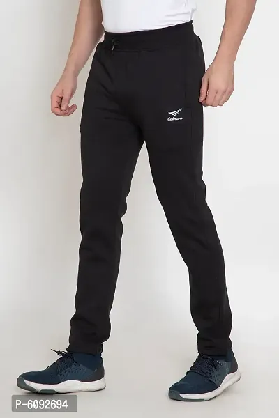 Oakmans Stylish Cotton Blend Black Solid Regular Fit Track Pant For Men-thumb3