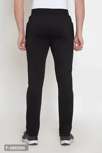 Oakmans Stylish Cotton Blend Black Solid Regular Fit Track Pant For Men-thumb2