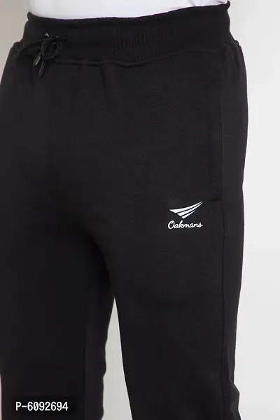 Oakmans Stylish Cotton Blend Black Solid Regular Fit Track Pant For Men-thumb5