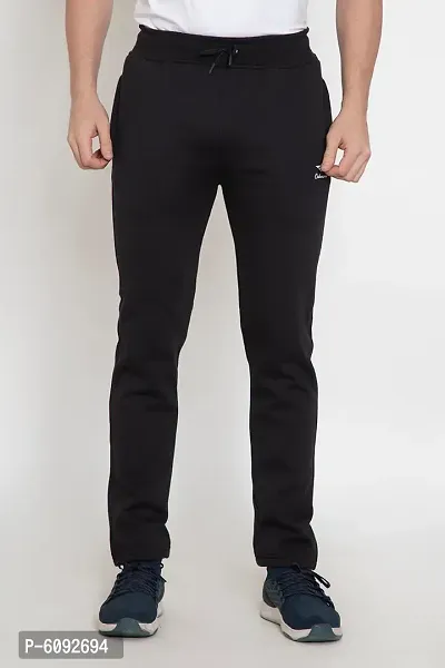 Oakmans Stylish Cotton Blend Black Solid Regular Fit Track Pant For Men-thumb0