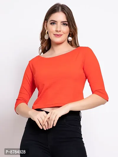 Irish Girl Stylish Orange Rayon Solid Top For Women-thumb0