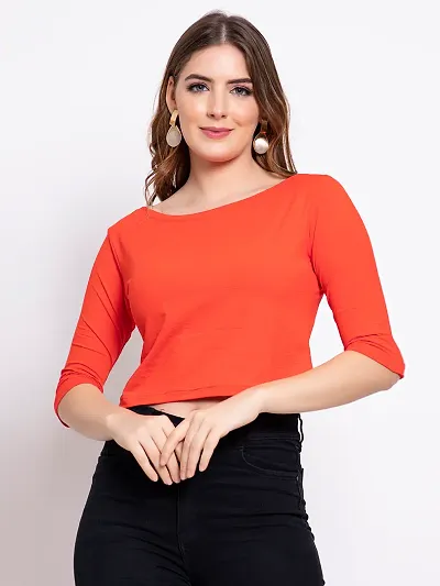 Irish Girl Stylish Orange Rayon Solid Top For Women