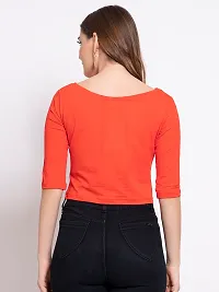 Irish Girl Stylish Orange Rayon Solid Top For Women-thumb3