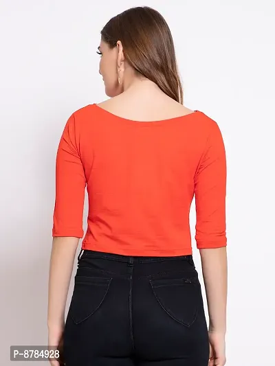 Irish Girl Stylish Orange Rayon Solid Top For Women-thumb4