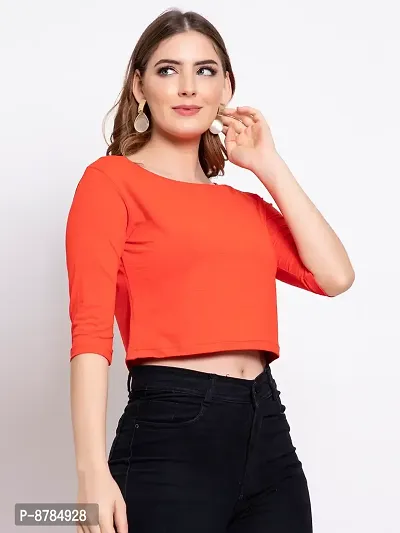 Irish Girl Stylish Orange Rayon Solid Top For Women-thumb5
