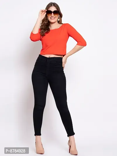 Irish Girl Stylish Orange Rayon Solid Top For Women-thumb2