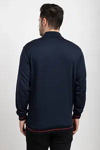 Oakmans Stylish Navy Blue Fleece Solid Sweatshirts For Men-thumb1