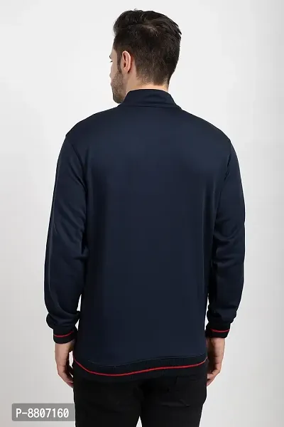 Oakmans Stylish Navy Blue Fleece Solid Sweatshirts For Men-thumb2