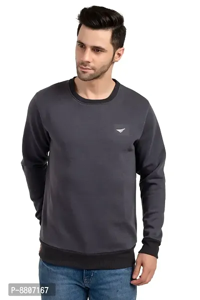 Oakmans Stylish Grey Fleece Solid Sweatshirts For Men-thumb0