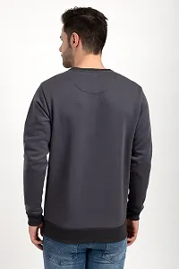 Oakmans Stylish Grey Fleece Solid Sweatshirts For Men-thumb1