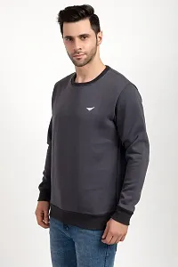Oakmans Stylish Grey Fleece Solid Sweatshirts For Men-thumb2