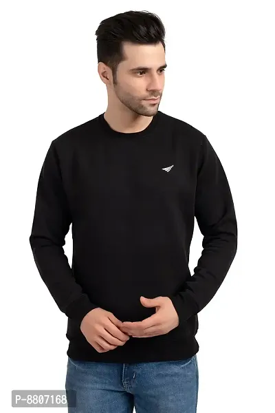 Oakmans Stylish Black Fleece Solid Sweatshirts For Men-thumb0