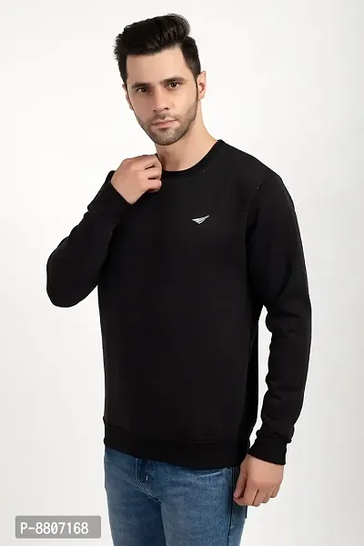 Oakmans Stylish Black Fleece Solid Sweatshirts For Men-thumb3