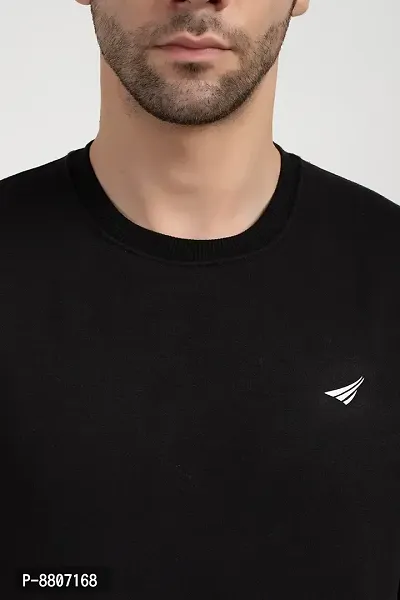Oakmans Stylish Black Fleece Solid Sweatshirts For Men-thumb5