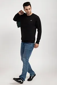 Oakmans Stylish Black Fleece Solid Sweatshirts For Men-thumb3