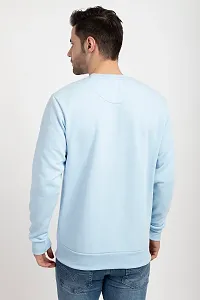 Oakmans Stylish Blue Fleece Solid Sweatshirts For Men-thumb1