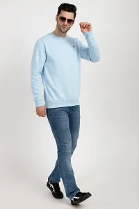 Oakmans Stylish Blue Fleece Solid Sweatshirts For Men-thumb3