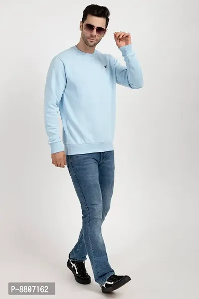 Oakmans Stylish Blue Fleece Solid Sweatshirts For Men-thumb4