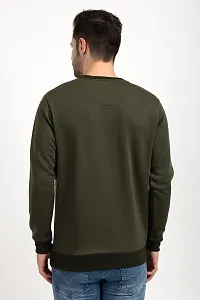 Oakmans Stylish Olive Fleece Solid Sweatshirts For Men-thumb1