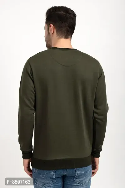 Oakmans Stylish Olive Fleece Solid Sweatshirts For Men-thumb2