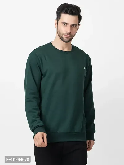 Elegant Green Fleece Solid Long Sleeves Sweatshirts For Men-thumb0