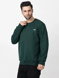 Elegant Green Fleece Solid Long Sleeves Sweatshirts For Men-thumb2
