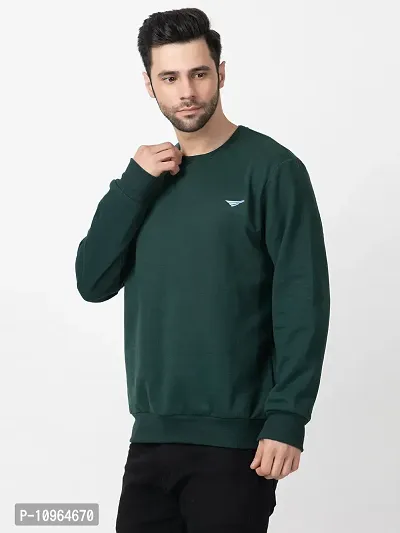 Elegant Green Fleece Solid Long Sleeves Sweatshirts For Men-thumb3
