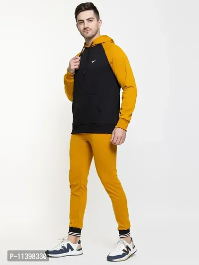 Stylish Yellow Fleece Solid Hood  Sweatshirts For Men-thumb3