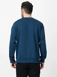 Stylish Blue Fleece Solid Sweatshirts For Men-thumb1