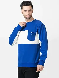 Stylish Blue Fleece Solid Sweatshirts For Men-thumb2