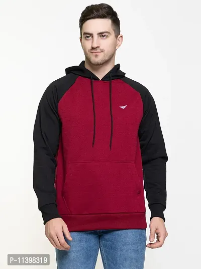 Stylish Black Fleece Solid Hood  Sweatshirts For Men
