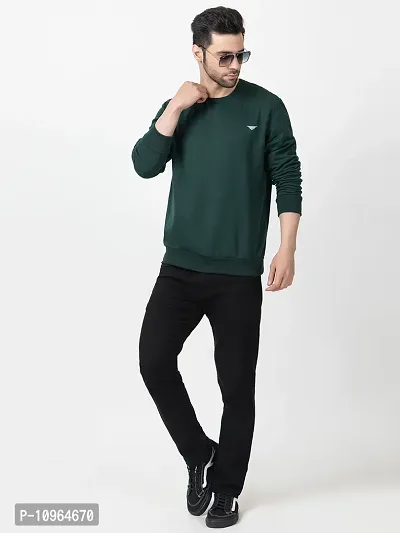 Elegant Green Fleece Solid Long Sleeves Sweatshirts For Men-thumb4