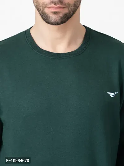 Elegant Green Fleece Solid Long Sleeves Sweatshirts For Men-thumb5